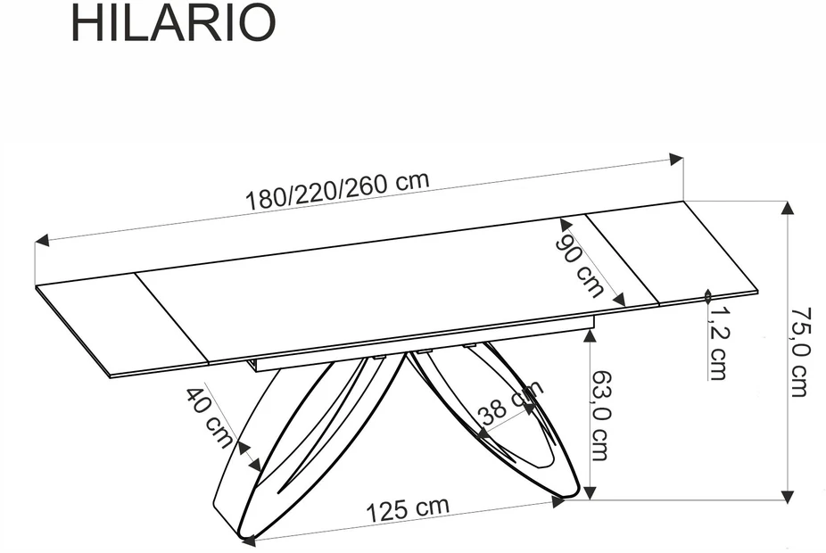 HILARIO extension table, juodas marble / juodas