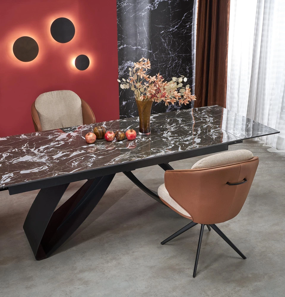 HILARIO extension table, juodas marble / juodas