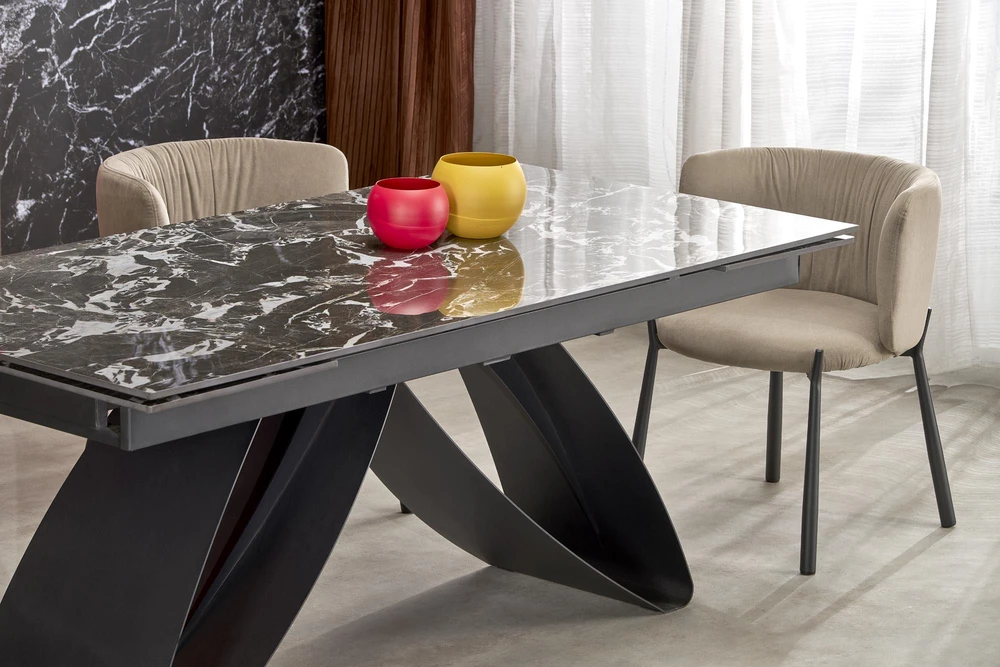 HILARIO extension table, juodas marble / juodas