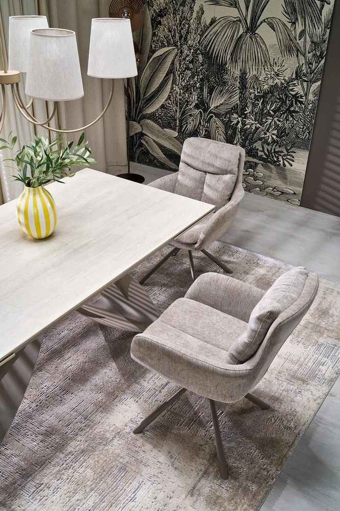 HILARIO extension table, light travertine/cashmere