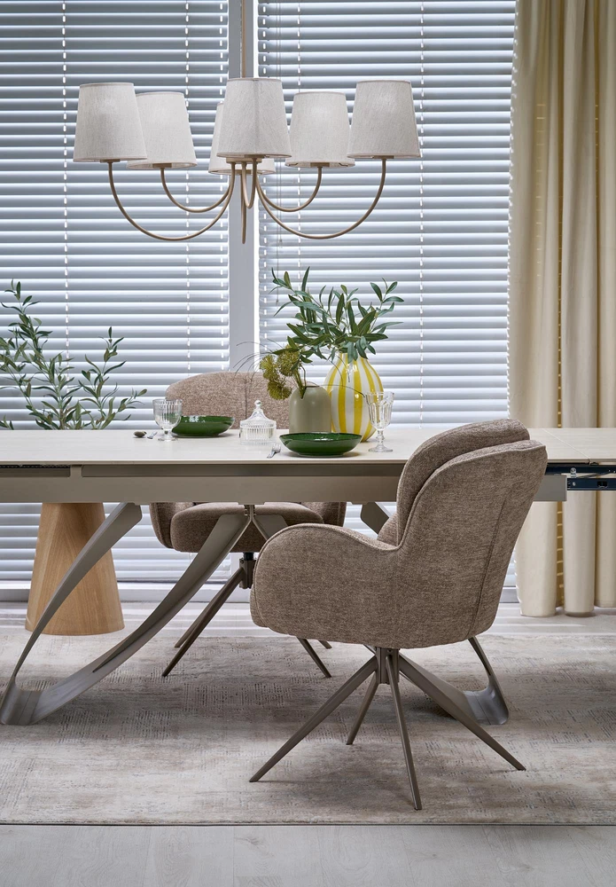 HILARIO extension table, light travertine/cashmere