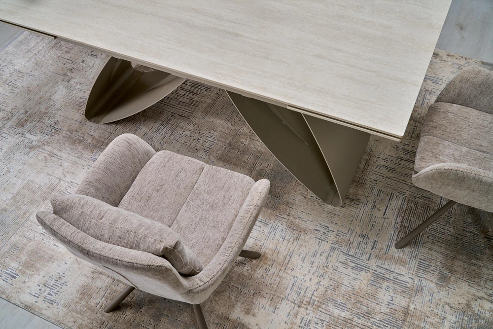 HILARIO extension table, light travertine/cashmere