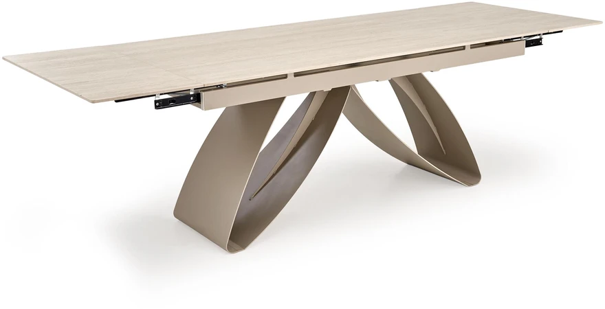 HILARIO extension table, light travertine/cashmere