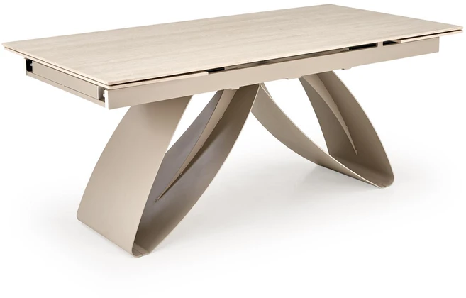 HILARIO extension table, light travertine/cashmere