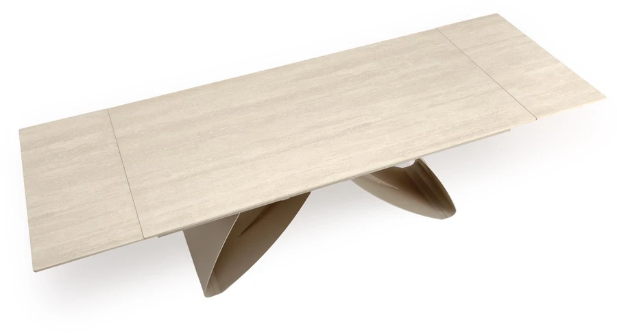 HILARIO extension table, light travertine/cashmere