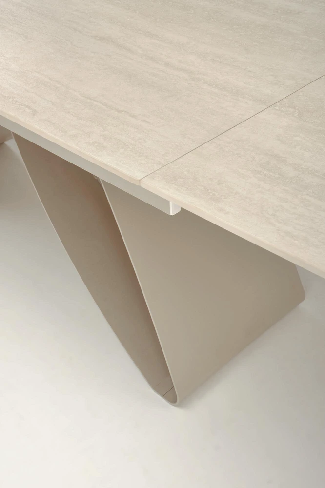 HILARIO extension table, light travertine/cashmere