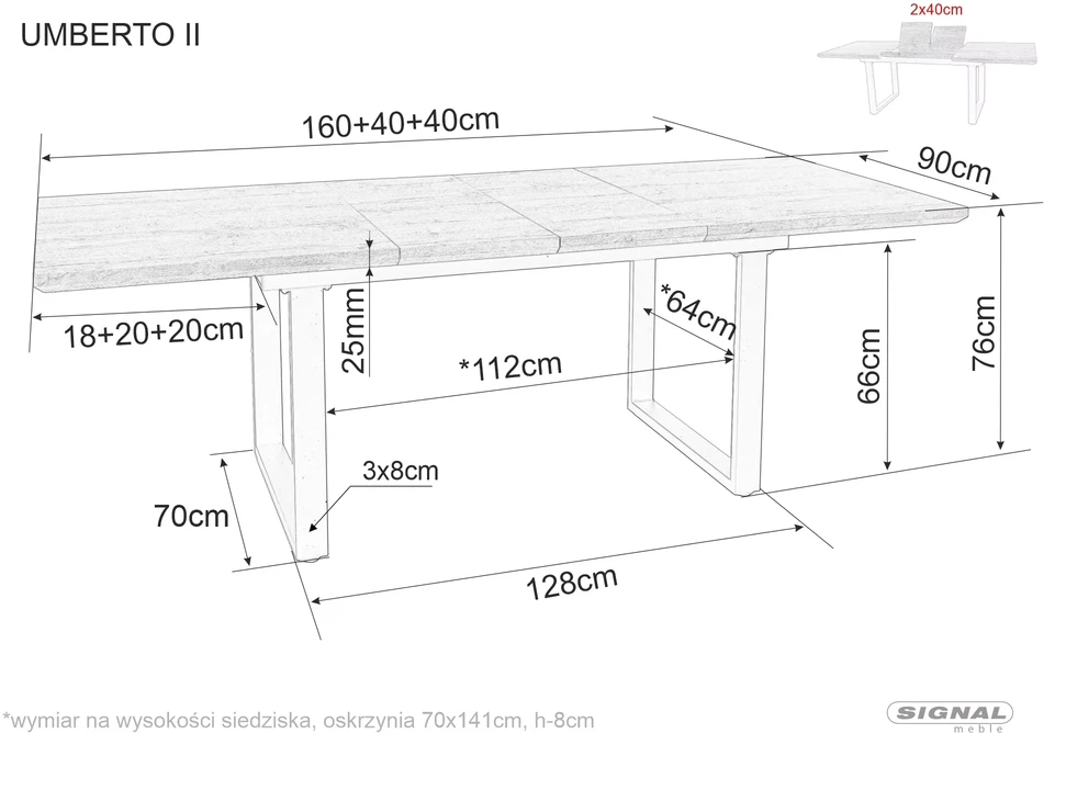 Išskleidžiamas stalas Umberto II 160-240 cm ąžuolas