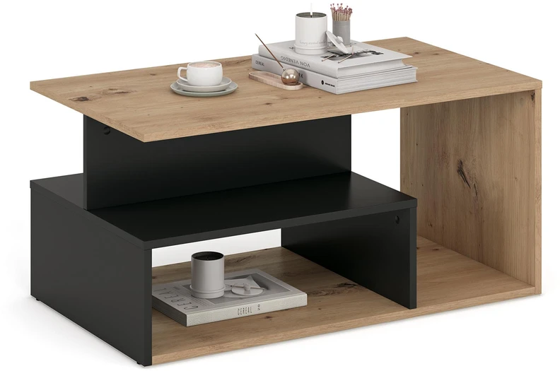 Halmar Kavos staliukas IVA C.Table, ąžuolo/juodos spalvos
