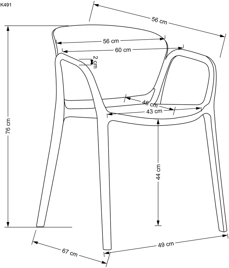 K491 chair, juodas