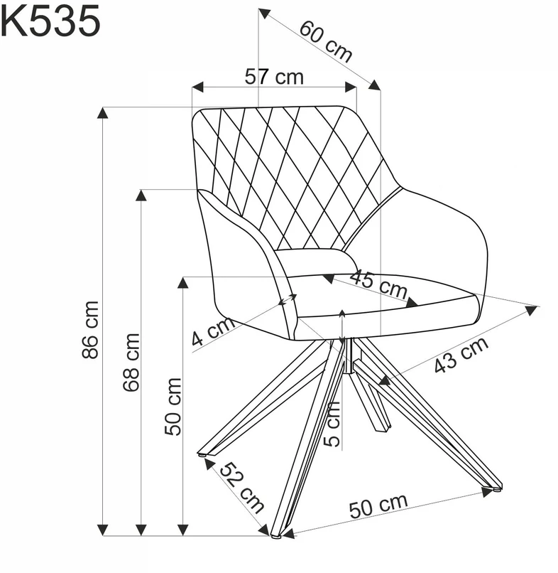 K535 K536 kėdė, pilka