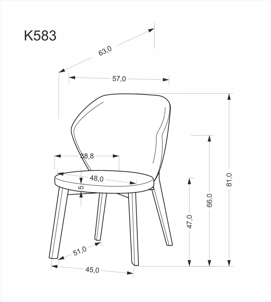 K583 kėdė, riešutmedžio / ruda / smėlio spalvos