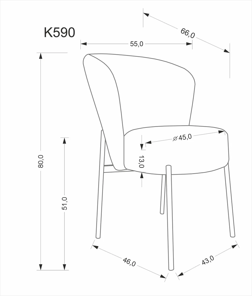 K590 kėdė, alyvuogių spalvos