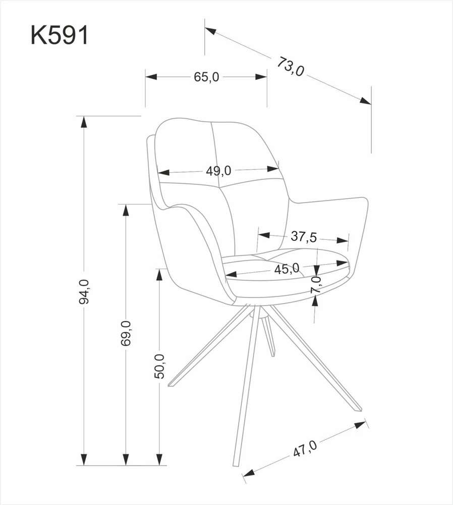 K591 swivel chair, light pilkas