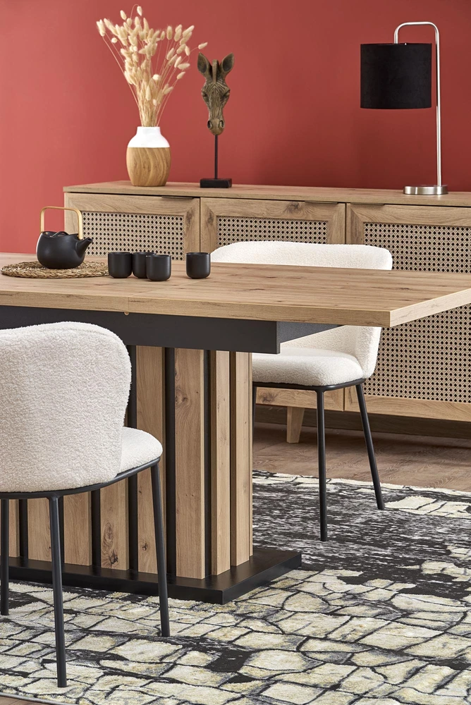 LAMELLO extension table, artisan oak / juodas