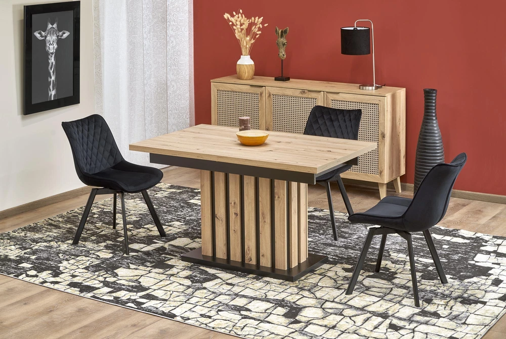 LAMELLO extension table, artisan oak / juodas