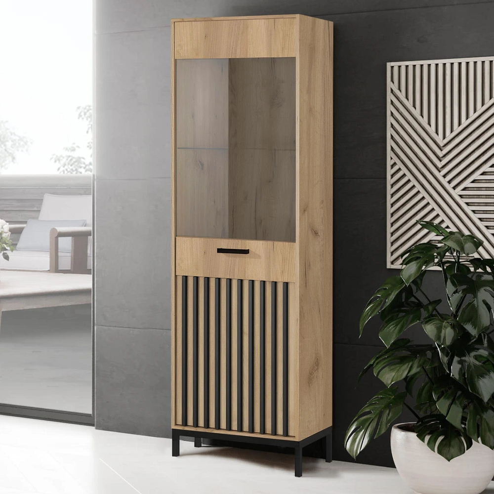LAMINO W-1 vitrina, amato ąžuolas / juoda