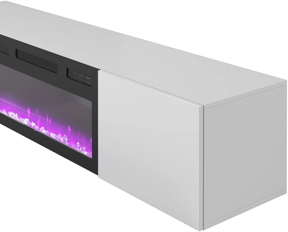 LIVO RTV 180 TV stand with fireplace, baltas