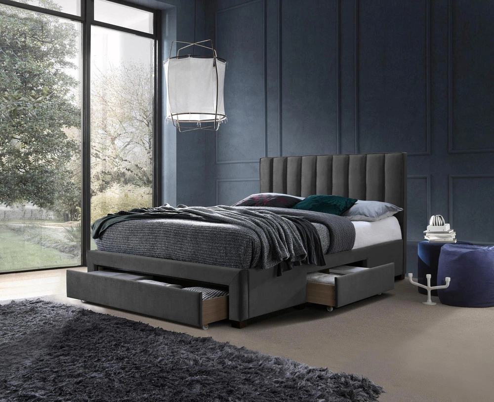 Lova GRACE bed with drawers, color: pilkas