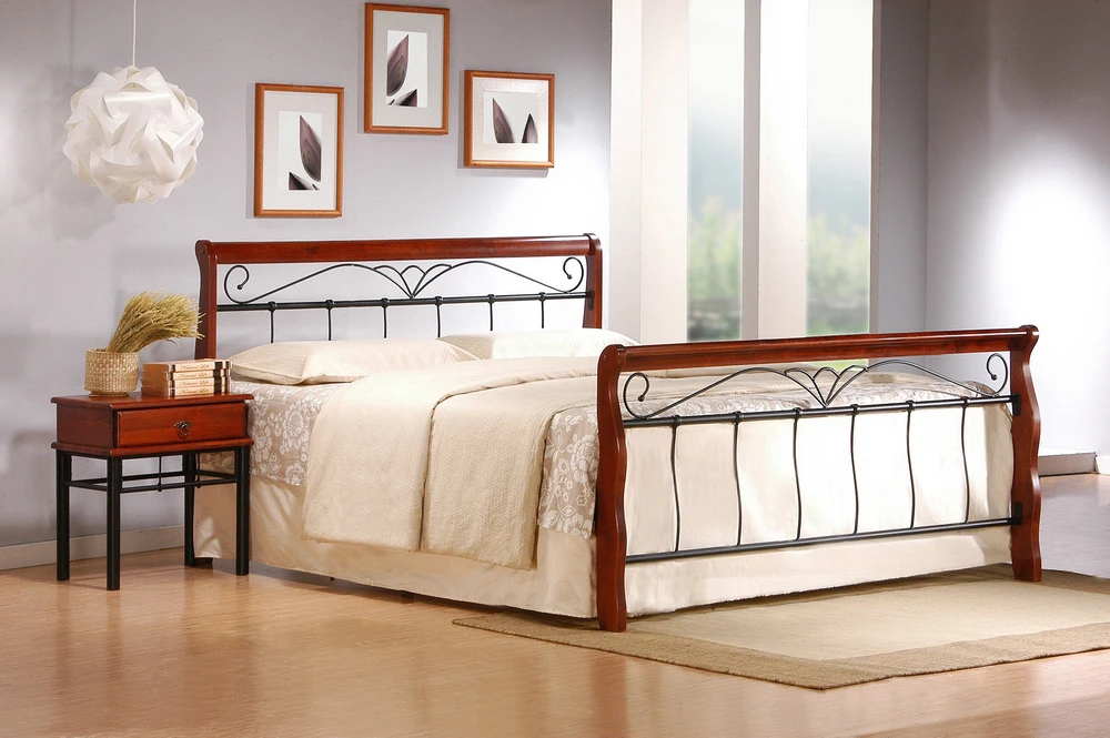 Lova VERONICA bed 160 cm color: ant. cherry/juodas