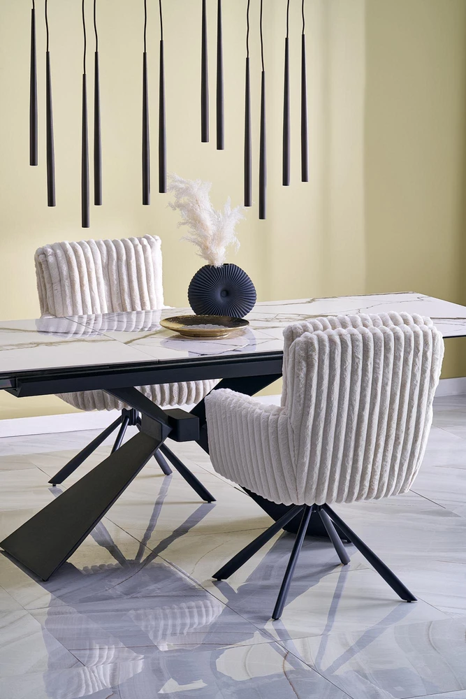 Halmar Stalas LUCIANO Extension Baltas Marmuras / Juoda