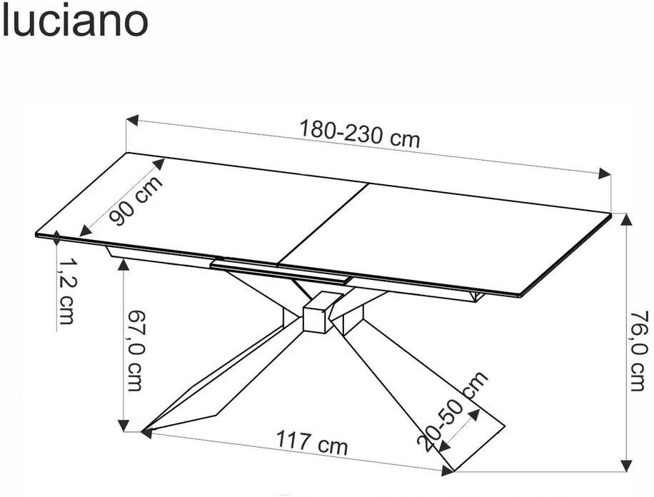 Halmar Stalas LUCIANO Extension Baltas Marmuras / Juoda