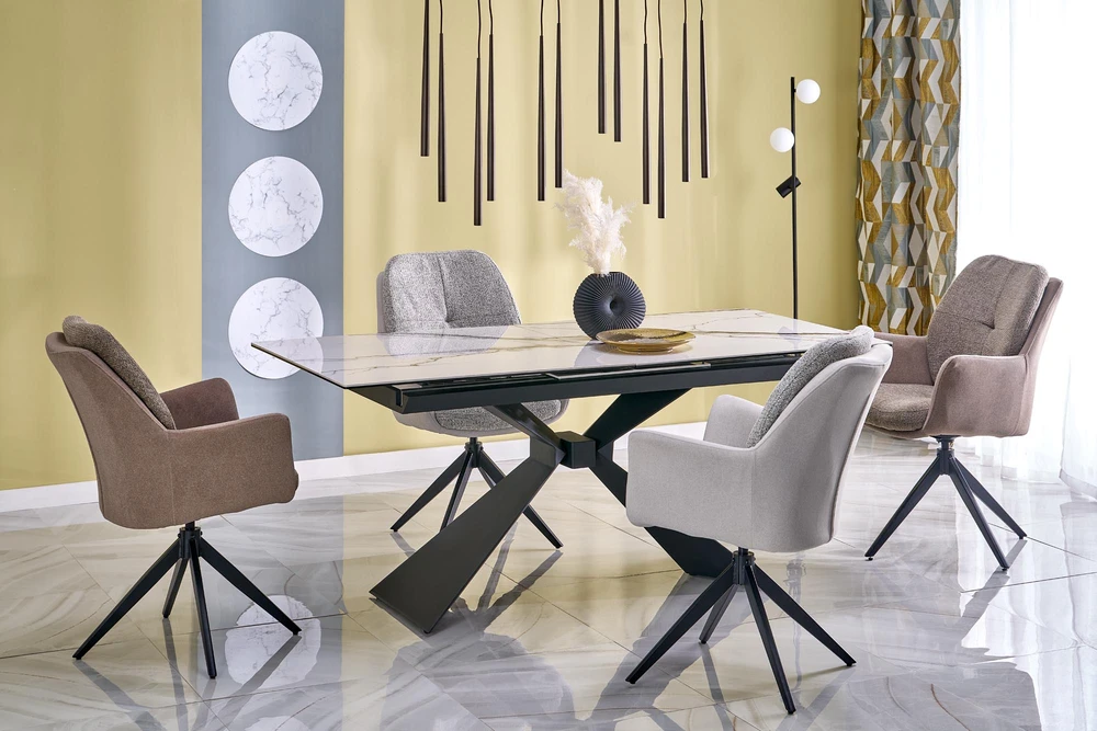 Halmar Stalas LUCIANO Extension Baltas Marmuras / Juoda