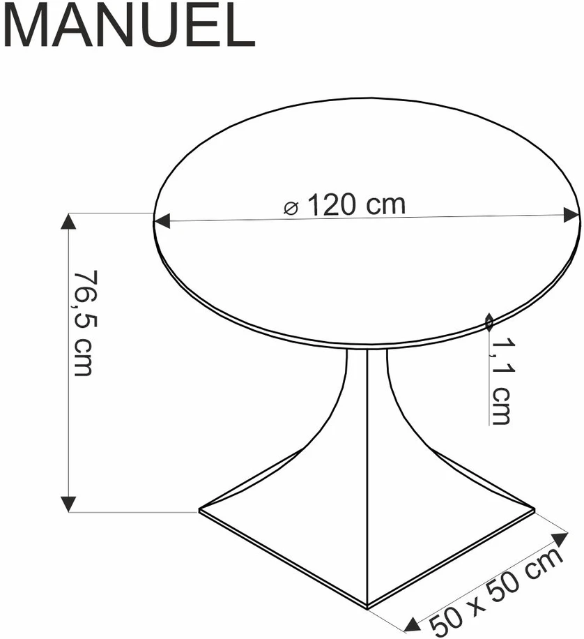 MANUEL apvalus stalas, juodas marmuras / juodas