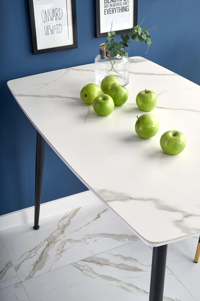 MARCO table, color: top - baltas marble, legs - juodas