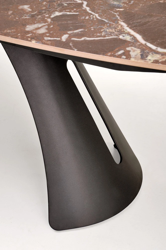 MARVIN extension table, top - maroon marble, legs - juodas