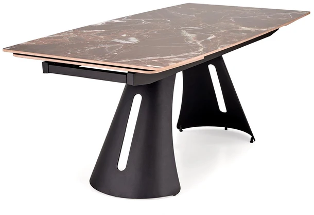 MARVIN extension table, top - maroon marble, legs - juodas