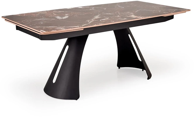 MARVIN extension table, top - maroon marble, legs - juodas
