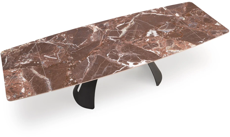 MARVIN extension table, top - maroon marble, legs - juodas