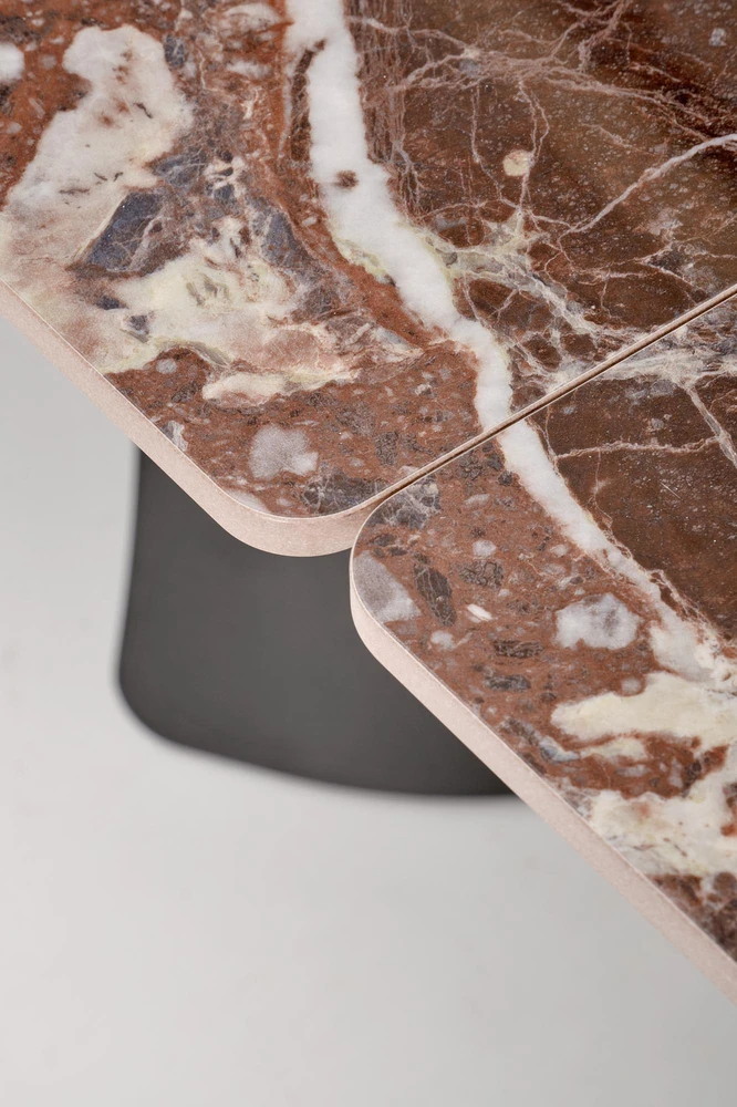 MARVIN extension table, top - maroon marble, legs - juodas