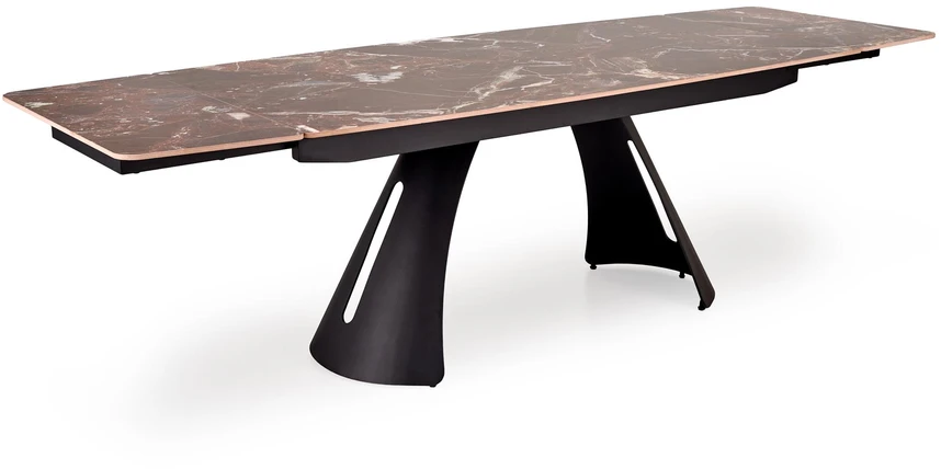 MARVIN extension table, top - maroon marble, legs - juodas