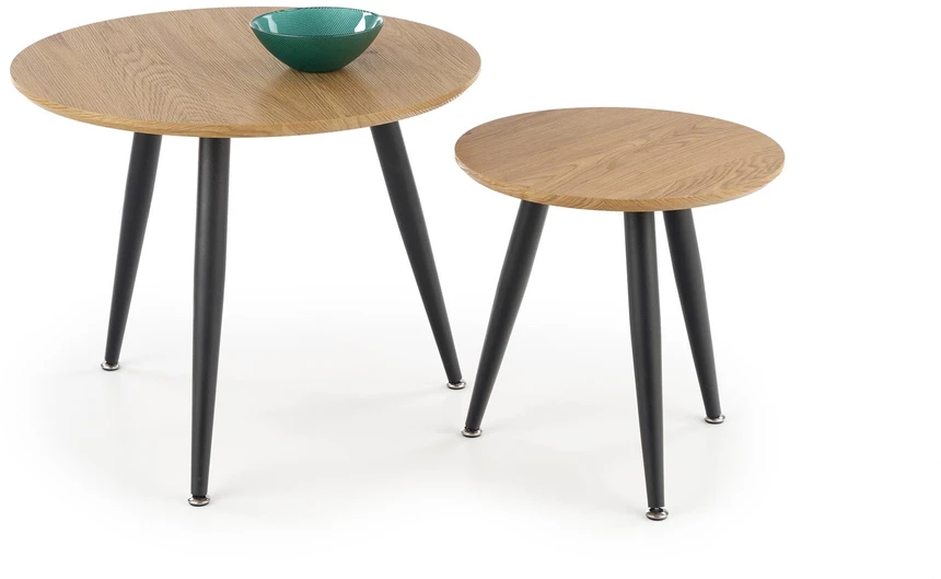 MENTONA 2, set of two coffee tables, color: golden oak / juodas