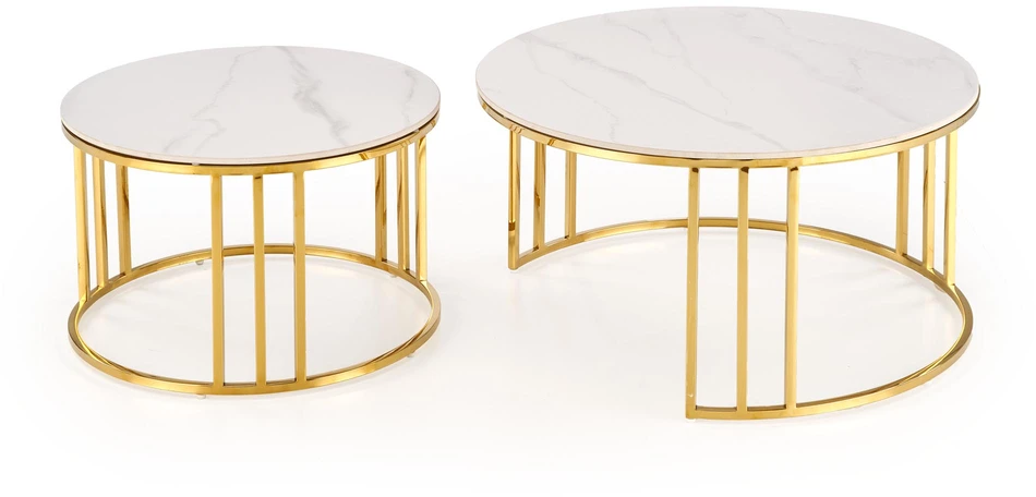 MERCURY 3 set of 2 c. tables, baltas marble / auksinis