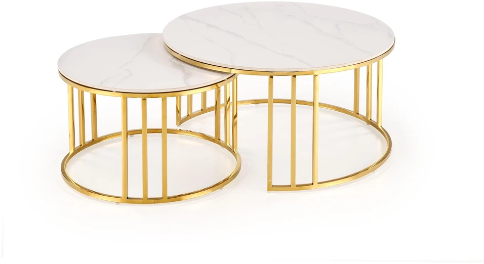 MERCURY 3 set of 2 c. tables, baltas marble / auksinis