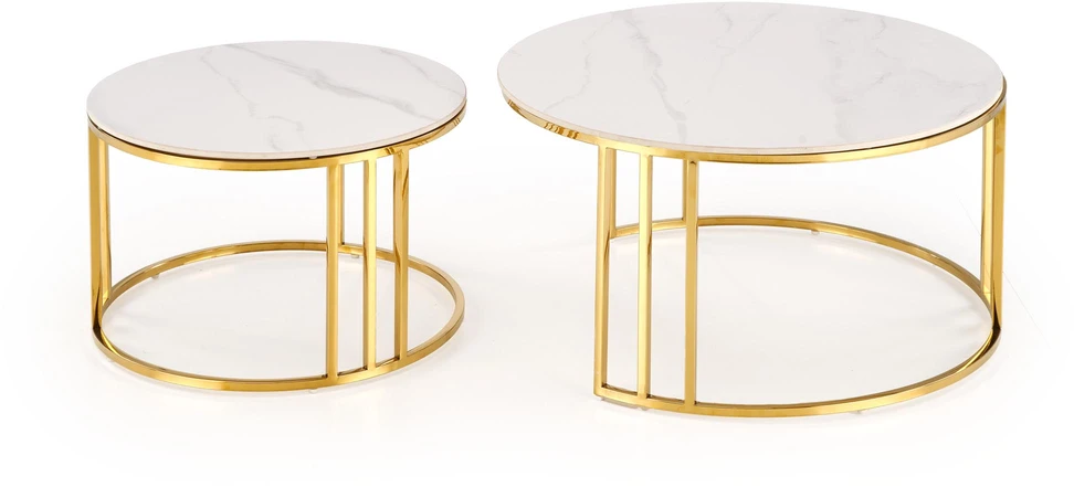 MERCURY 3 set of 2 c. tables, baltas marble / auksinis