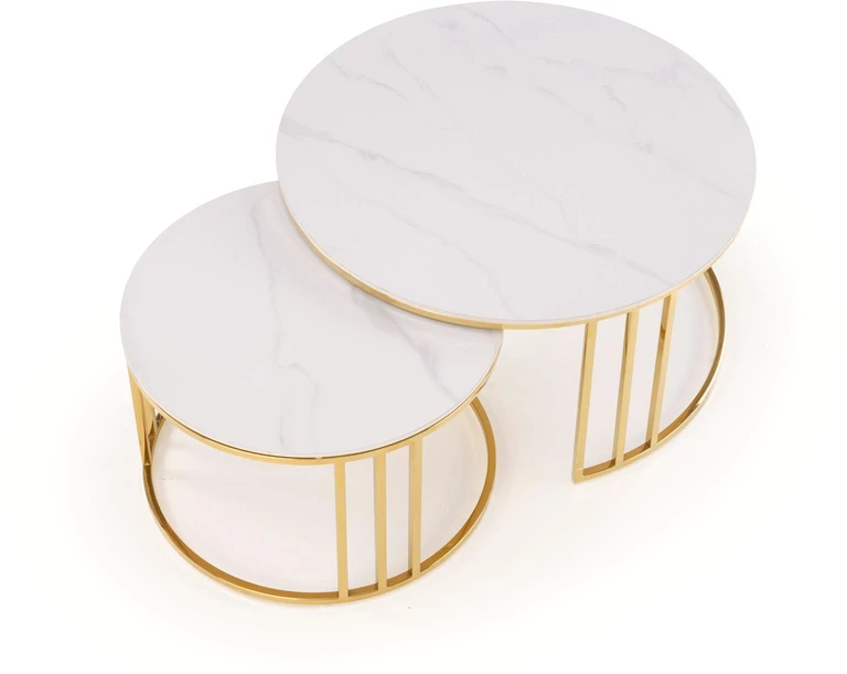 MERCURY 3 set of 2 c. tables, baltas marble / auksinis