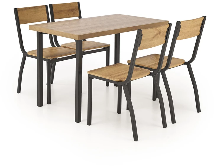 MILTON table + 4 chairs color: natural / juodas