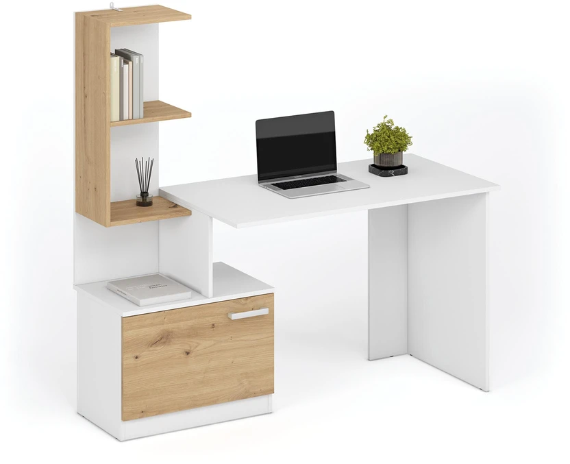MISO desk, baltas / artisan oak