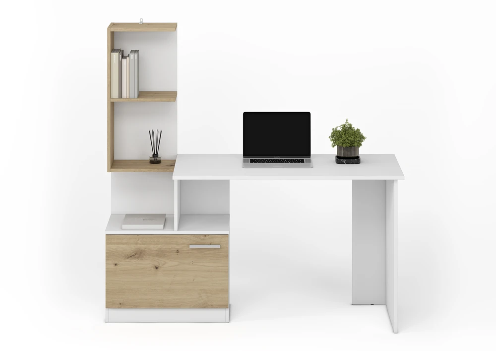 MISO desk, baltas / artisan oak