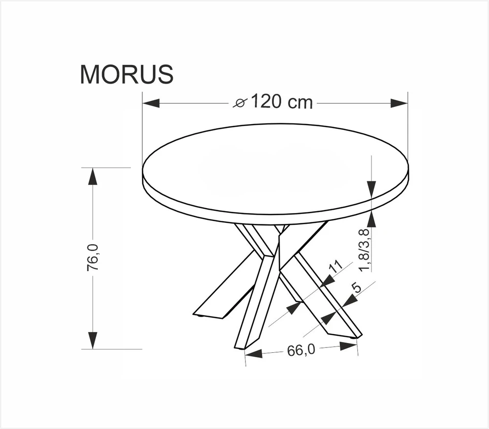 Halmar Stalas MORUS Round Natūralus