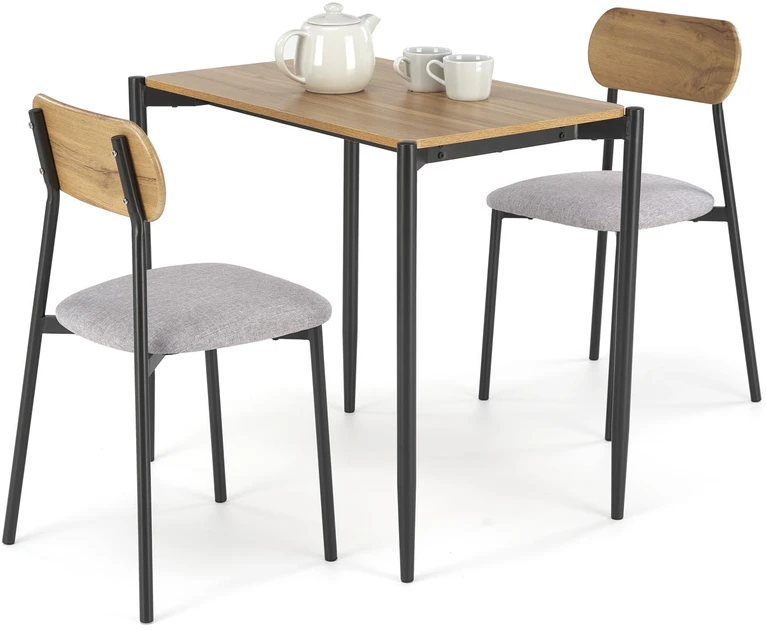 NANDO table + 2 chairs color: natural / juodas