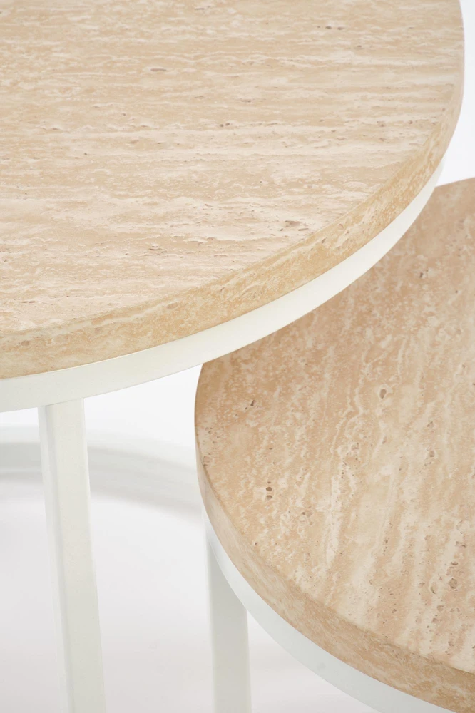 OREO set of two coffee tables, travertine / baltas