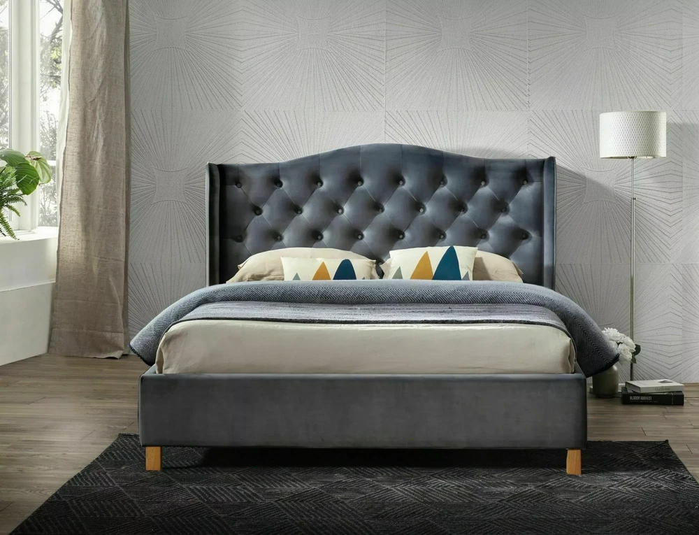 Signal Meble Lova su grotelėmis ASPEN VELVET 160 x 200 cm, pilka