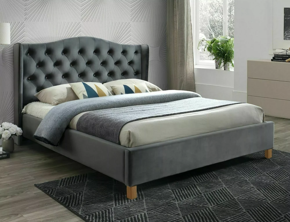 Signal Meble Lova su grotelėmis ASPEN VELVET 160 x 200 cm, pilka