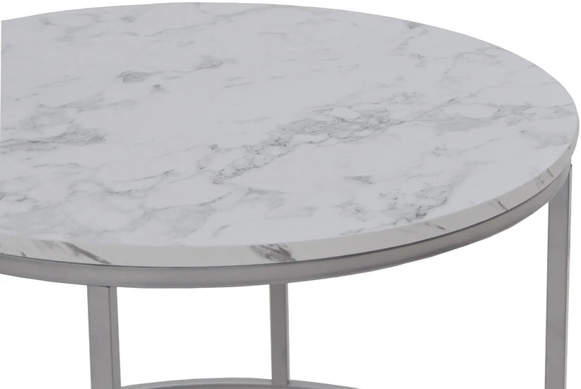 PAOLA 2 set of two coffee tables, marble / sidabrinis