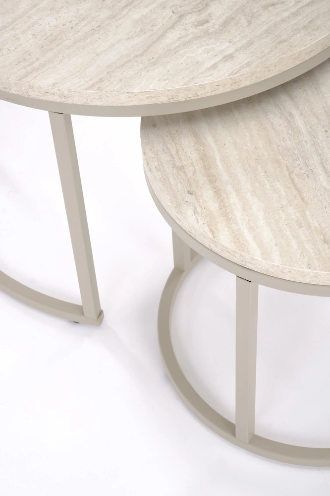 PAOLA set of 2 c. tables, travertine / cashmere