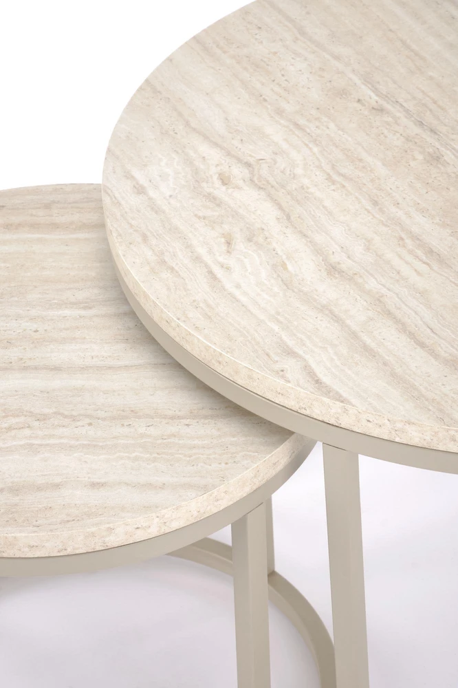 PAOLA set of 2 c. tables, travertine / cashmere